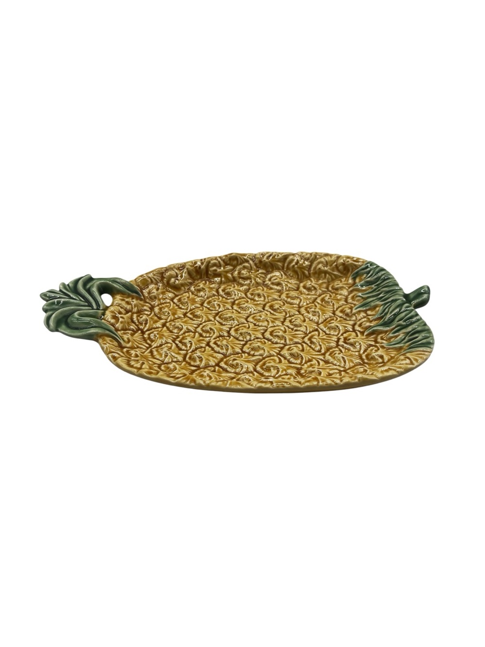 Bordallo Pinheiro Pineapple Dish: Embossed Ceramic Tray, Portugal